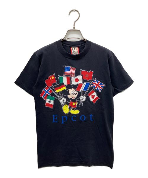 DISNEY（ディズニー）Disney (ディズニー) USA製 万国旗ミッキープリントTシャツ ブラック サイズ:SMALLの古着・服飾アイテム