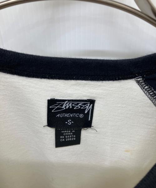 stussy（ステューシー）stussy (ステューシー) ラグランプリントカットソー ホワイト×ブラック サイズ:Sの古着・服飾アイテム