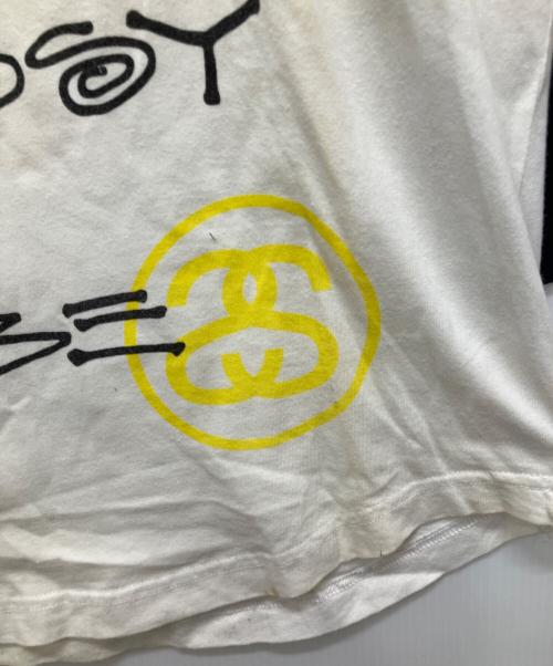 stussy（ステューシー）stussy (ステューシー) ラグランプリントカットソー ホワイト×ブラック サイズ:Sの古着・服飾アイテム
