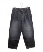 Graphpaperグラフペーパー）の古着「Gray Tone Cone Denim Two Tuck Pants」｜ブラック