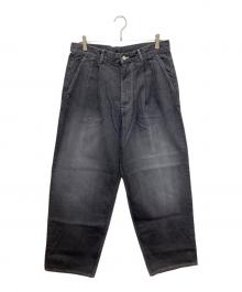 Graphpaper（グラフペーパー）の古着「Gray Tone Cone Denim Two Tuck Pants」｜ブラック