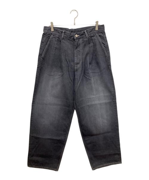 Graphpaper（グラフペーパー）Graphpaper (グラフペーパー) Gray Tone Cone Denim Two Tuck Pants ブラック サイズ:3 未使用品の古着・服飾アイテム