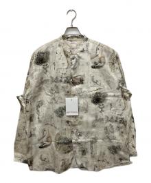 NICENESS（ナイスネス）の古着「V.CHAD PRINTED NARROW COLLAR SHIRT JACKET」｜ベージュ