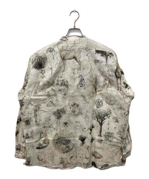 NICENESS（ナイスネス）NICENESS (ナイスネス) V.CHAD PRINTED NARROW COLLAR SHIRT JACKET ベージュ サイズ:L 未使用品の古着・服飾アイテム