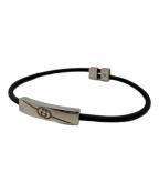 GUCCIグッチ）の古着「ダイアゴナルインターロッキングGレザーブレスレット」｜ブラック
