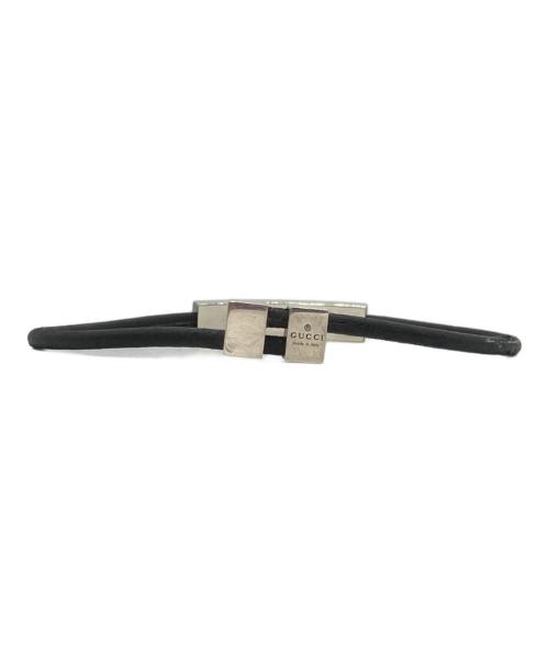 GUCCI（グッチ）GUCCI (グッチ) ダイアゴナルインターロッキングGレザーブレスレット ブラックの古着・服飾アイテム
