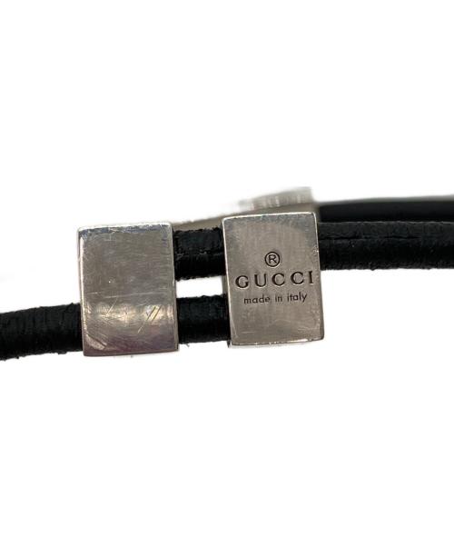 GUCCI（グッチ）GUCCI (グッチ) ダイアゴナルインターロッキングGレザーブレスレット ブラックの古着・服飾アイテム