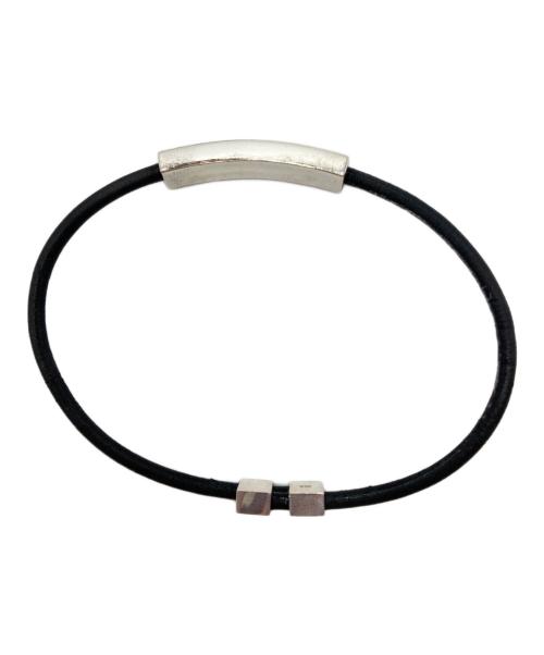 GUCCI（グッチ）GUCCI (グッチ) ダイアゴナルインターロッキングGレザーブレスレット ブラックの古着・服飾アイテム