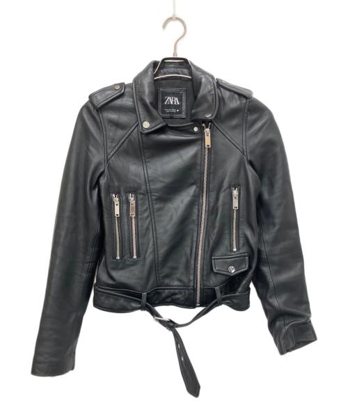 ZARA（ザラ）ZARA (ザラ) ラムレザーライダースジャケット ブラック サイズ:Sの古着・服飾アイテム