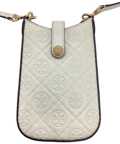 TORY BURCH（トリーバーチ）TORY BURCH (トリーバーチ) Tモノグラム レザー フォン クロスボディ ホワイトの古着・服飾アイテム