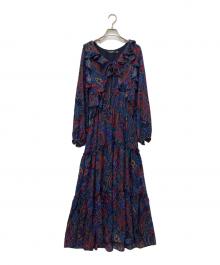 LAUREN RALPH LAUREN（ローレン ラルフ ローレン）の古着「ペイズリー柄フリルワンピース」｜ネイビー