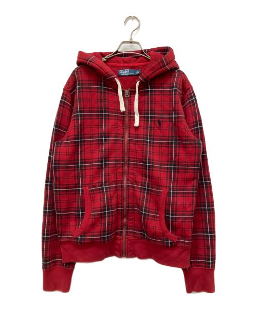POLO RALPH LAUREN（ポロ・ラルフローレン）POLO RALPH LAUREN (ポロ・ラルフローレン) チェック柄ジップパーカー レッド サイズ:Mの古着・服飾アイテム
