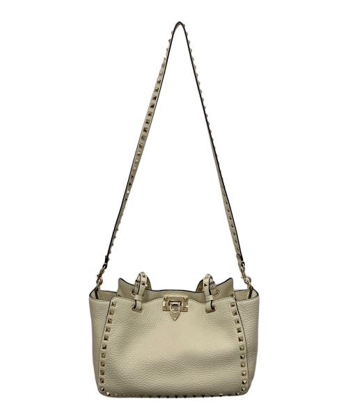 VALENTINO（ヴァレンティノ）VALENTINO (ヴァレンティノ) ロックスタッズ2WAYバッグ アイボリーの古着・服飾アイテム