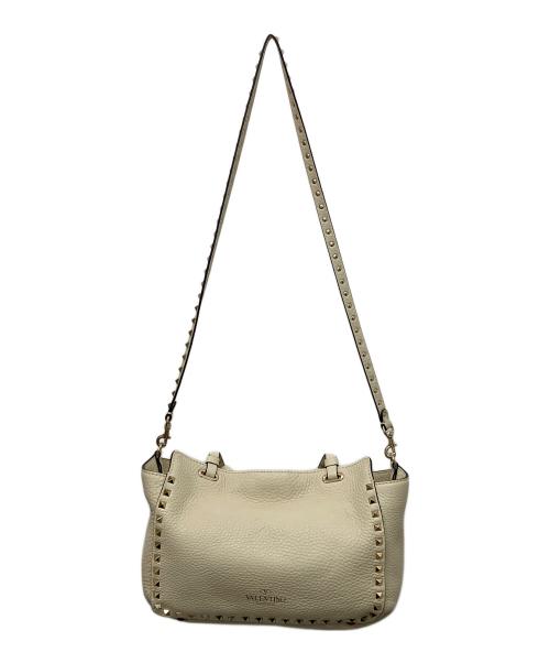 VALENTINO（ヴァレンティノ）VALENTINO (ヴァレンティノ) ロックスタッズ2WAYバッグ アイボリーの古着・服飾アイテム