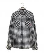 DIESELディーゼル）の古着「OLCATウエスタンチェックシャツ」｜ブラック×ホワイト