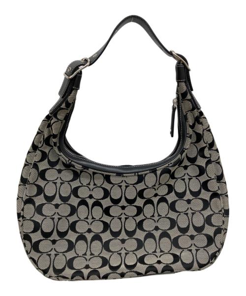 COACH（コーチ）COACH (コーチ) シグネチャー ホーボーワンショルダーバッグ ブラックの古着・服飾アイテム