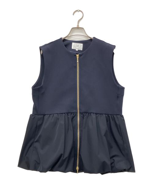 23区（ニジュウサンク）23区 (ニジュウサンク) コットンダンボール ペプラム ジレ ネイビー サイズ:38の古着・服飾アイテム