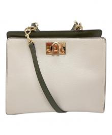 FURLA（フルラ）の古着「1927 M TOP HANDLE」｜ライトグレー×カーキ