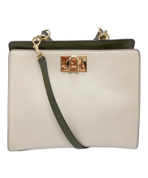FURLA（フルラ）FURLA (フルラ) 1927 M TOP HANDLE ライトグレー×カーキの古着・服飾アイテム
