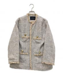 green label relaxing（グリーンレーベルリラクシング）の古着「ツイード ポケット ノーカラー ジャケット」