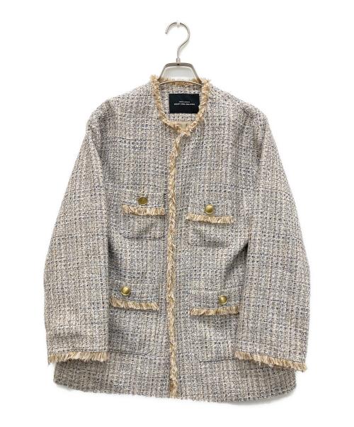 green label relaxing（グリーンレーベルリラクシング）green label relaxing (グリーンレーベルリラクシング) ツイード ポケット ノーカラー ジャケット サイズ:記載なしの古着・服飾アイテム
