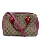 GUCCIグッチ）の古着「GG スプリーム ミニボストンショルダーバッグ」｜ブラウン×ピンク