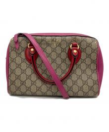 GUCCI（グッチ）の古着「GG スプリーム ミニボストンショルダーバッグ」｜ブラウン×ピンク