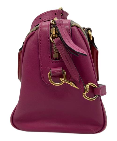 GUCCI（グッチ）GUCCI (グッチ) GG スプリーム ミニボストンショルダーバッグ ブラウン×ピンクの古着・服飾アイテム