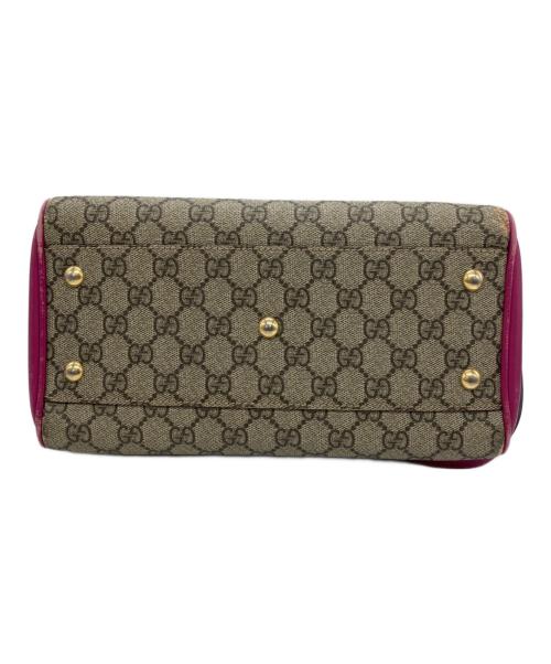 GUCCI（グッチ）GUCCI (グッチ) GG スプリーム ミニボストンショルダーバッグ ブラウン×ピンクの古着・服飾アイテム
