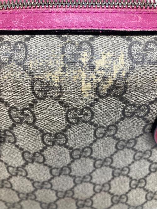 GUCCI（グッチ）GUCCI (グッチ) GG スプリーム ミニボストンショルダーバッグ ブラウン×ピンクの古着・服飾アイテム