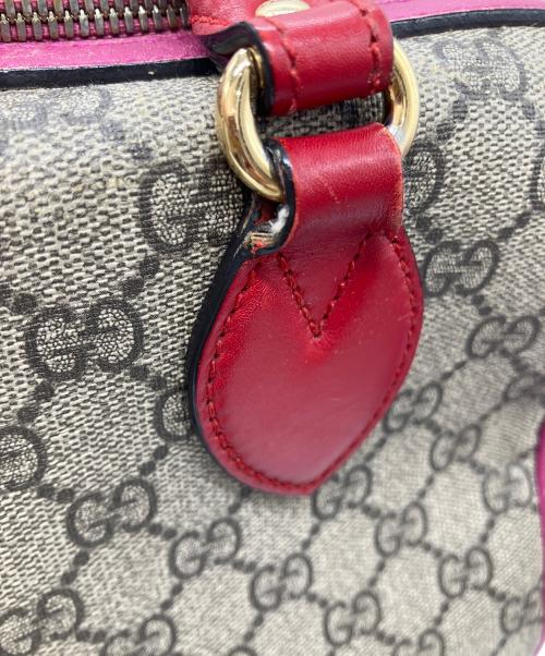GUCCI（グッチ）GUCCI (グッチ) GG スプリーム ミニボストンショルダーバッグ ブラウン×ピンクの古着・服飾アイテム