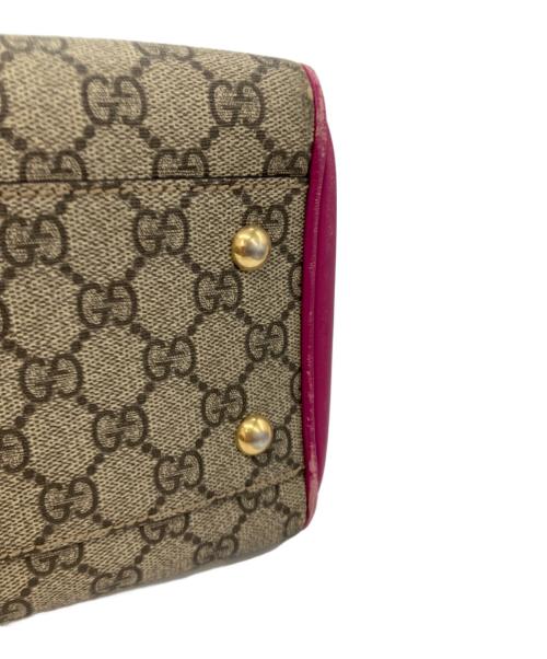 GUCCI（グッチ）GUCCI (グッチ) GG スプリーム ミニボストンショルダーバッグ ブラウン×ピンクの古着・服飾アイテム