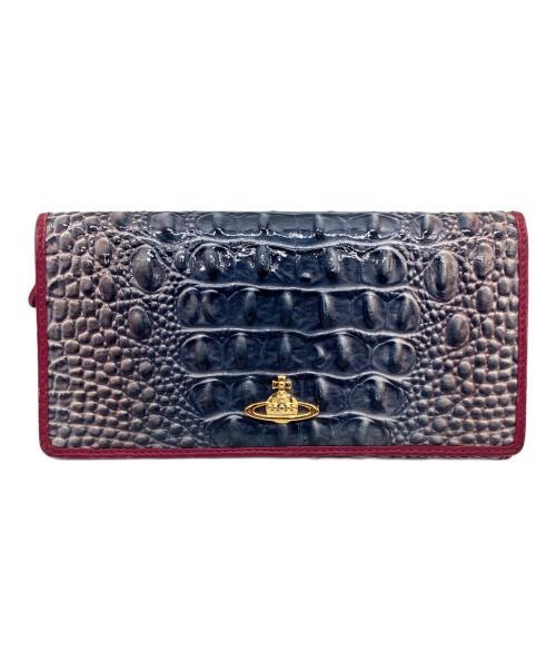 Vivienne Westwood（ヴィヴィアンウエストウッド）Vivienne Westwood (ヴィヴィアンウエストウッド) クロコダイル型押しロングウォレット ブルーの古着・服飾アイテム