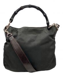 GUCCI（グッチ）の古着「ナイロンバンブー2WAYショルダーバッグ」｜ブラウン
