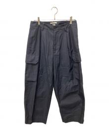 BLURHMS（ブラームス）の古着「Drill Chambray Super Wide 6P Slacks」｜ネイビー