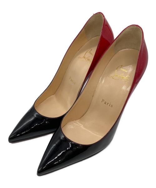 Christian Louboutin（クリスチャン・ルブタン）Christian Louboutin (クリスチャン・ルブタン) バイカラーエナメルハイヒールパンプス レッド×ブラック サイズ:37の古着・服飾アイテム