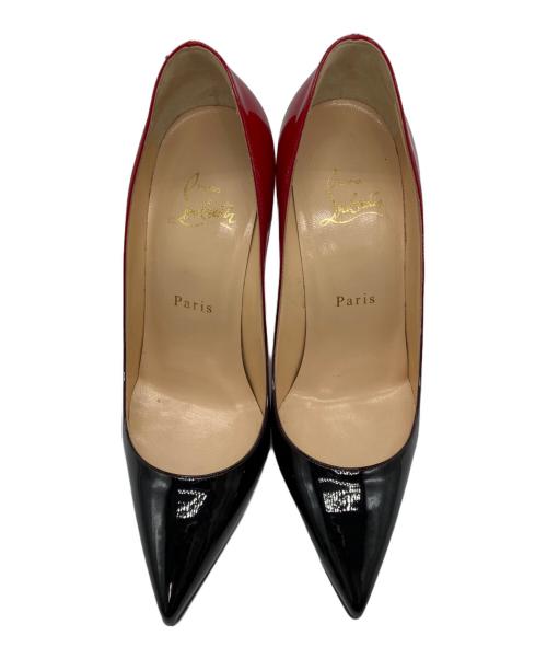 Christian Louboutin（クリスチャン・ルブタン）Christian Louboutin (クリスチャン・ルブタン) バイカラーエナメルハイヒールパンプス レッド×ブラック サイズ:37の古着・服飾アイテム