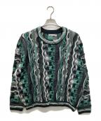 flagstuffフラグスタフ）の古着「3D CREW NECK KNIT」｜グリーン