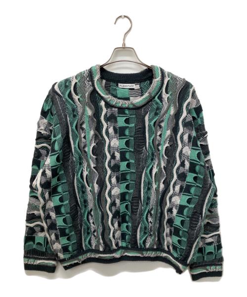 flagstuff（フラグスタフ）FLAGSTUFF (フラグスタフ) 3D CREW NECK KNIT グリーン サイズ:Mの古着・服飾アイテム