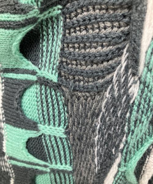 flagstuff（フラグスタフ）FLAGSTUFF (フラグスタフ) 3D CREW NECK KNIT グリーン サイズ:Mの古着・服飾アイテム