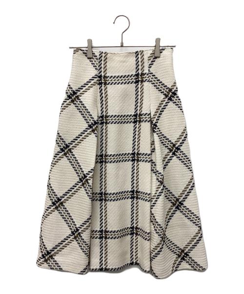 Snidel（スナイデル）Snidel (スナイデル) Sustainableロービングチェックミドルスカート ベージュ サイズ:Sの古着・服飾アイテム