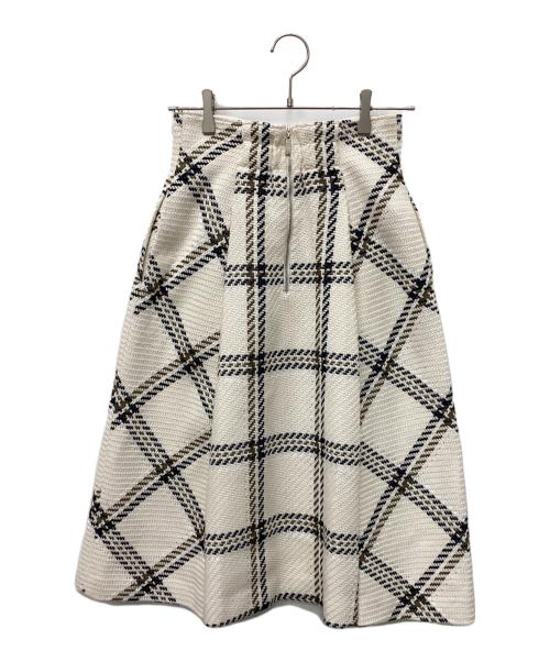 Snidel（スナイデル）Snidel (スナイデル) Sustainableロービングチェックミドルスカート ベージュ サイズ:Sの古着・服飾アイテム