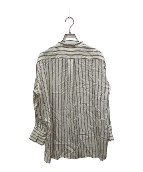 IENA（イエナ）IENA (イエナ) リヨセルストライプバンドカラーシャツ ブラウン サイズ:Free 未使用品の古着・服飾アイテム