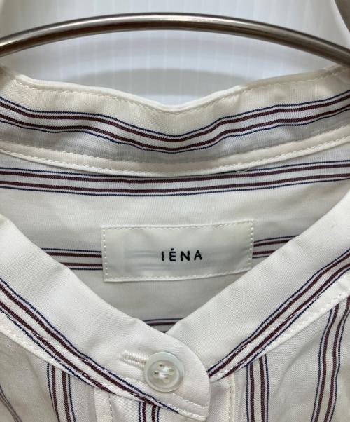 IENA（イエナ）IENA (イエナ) リヨセルストライプバンドカラーシャツ ブラウン サイズ:Free 未使用品の古着・服飾アイテム