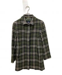 BURBERRY LONDON（バーバリーロンドン）の古着「ノヴァチェックステンカラーウールコート」｜グリーン