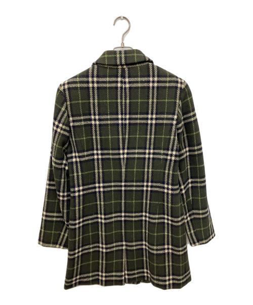 BURBERRY LONDON（バーバリーロンドン）BURBERRY LONDON (バーバリーロンドン) ノヴァチェックステンカラーウールコート グリーン サイズ:Mの古着・服飾アイテム