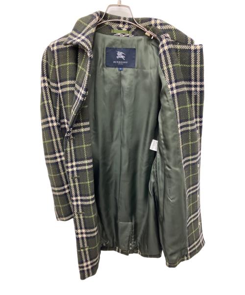 BURBERRY LONDON（バーバリーロンドン）BURBERRY LONDON (バーバリーロンドン) ノヴァチェックステンカラーウールコート グリーン サイズ:Mの古着・服飾アイテム