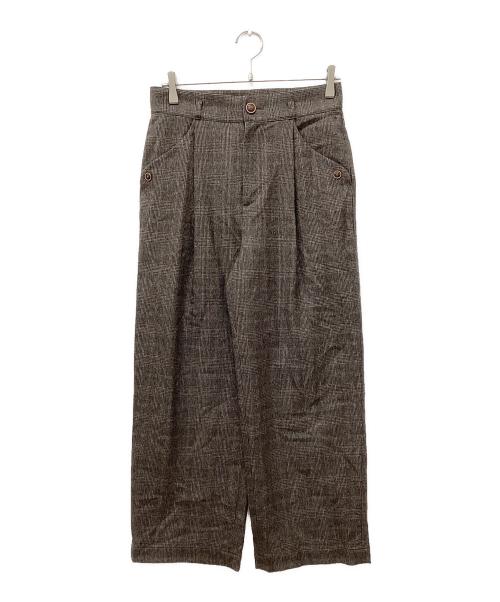 Pal'las Palace（パラスパレス）PAL'LAS PALACE (パラスパレス) ウールチェックスラックス ブラウン サイズ:3の古着・服飾アイテム