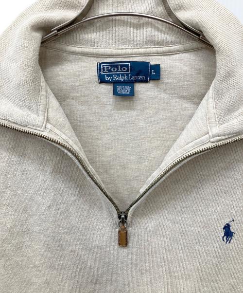 POLO RALPH LAUREN（ポロ・ラルフローレン）POLO RALPH LAUREN (ポロ・ラルフローレン) ハーフジップスウェット ベージュ サイズ:Lの古着・服飾アイテム