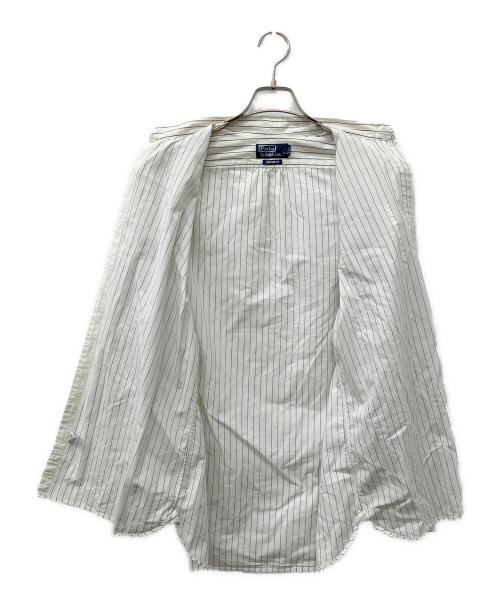 POLO RALPH LAUREN（ポロ・ラルフローレン）POLO RALPH LAUREN (ポロ・ラルフローレン) ストライプバンドカラーシャツ ベージュ サイズ:Mの古着・服飾アイテム